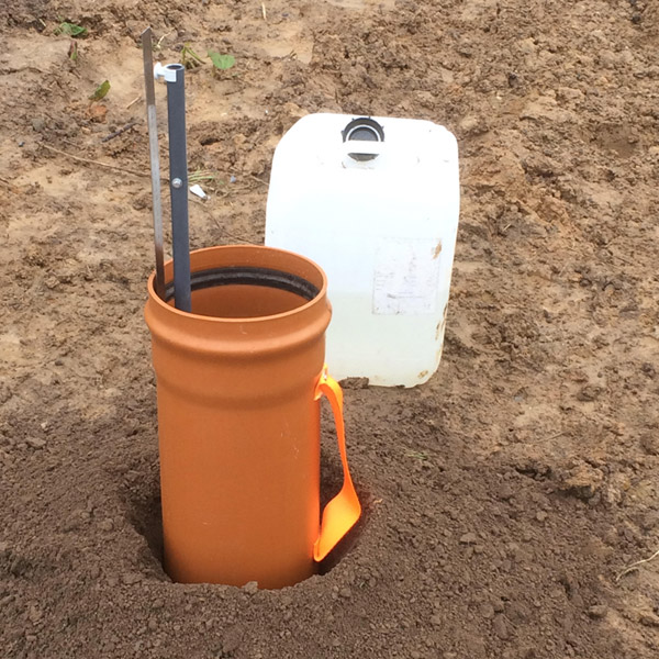 test d'infiltration, perméabilité et percolation du sol réalisé par solor en province de namur